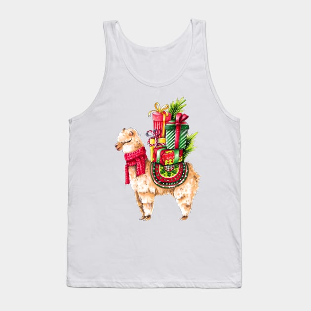 Christmas Llama Tank Top by artisjourney